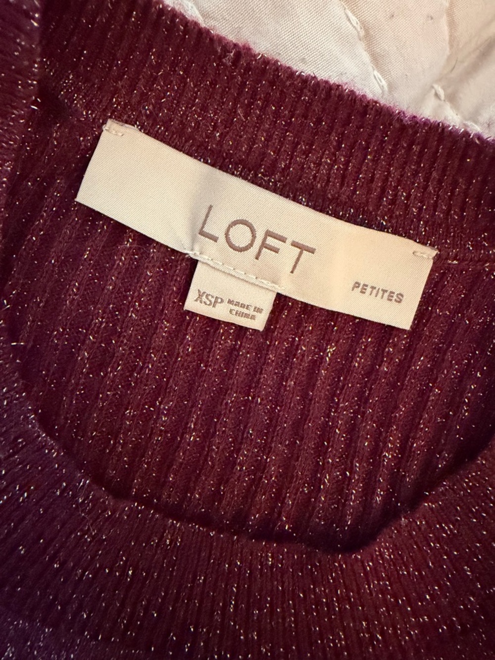 LOFT Metallic Ribbed Sweater - Burgundy - Picture 2 of 3